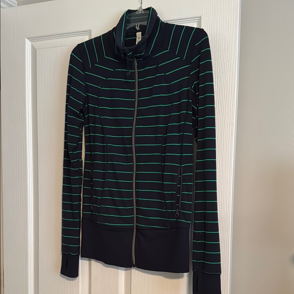 lululemon athletica navy and Green Striped Hoodie